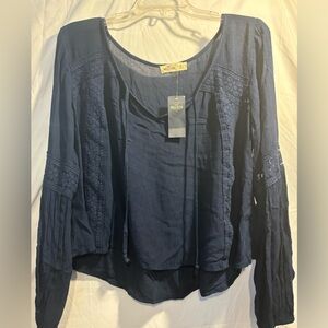HOLLISTER nwt boho navy peasant blouse MEDIUM